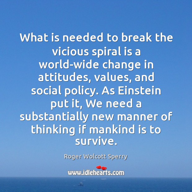 What is needed to break the vicious spiral is a world-wide change Image