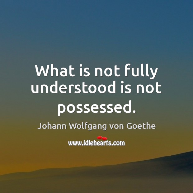 What is not fully understood is not possessed. Johann Wolfgang von Goethe Picture Quote