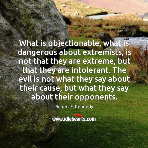 What is objectionable, what is dangerous about extremists Robert F. Kennedy Picture Quote