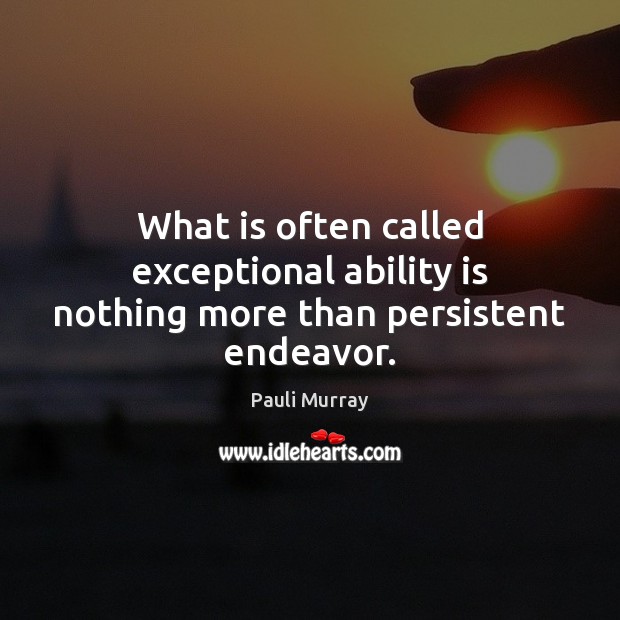 What is often called exceptional ability is nothing more than persistent endeavor. Pauli Murray Picture Quote