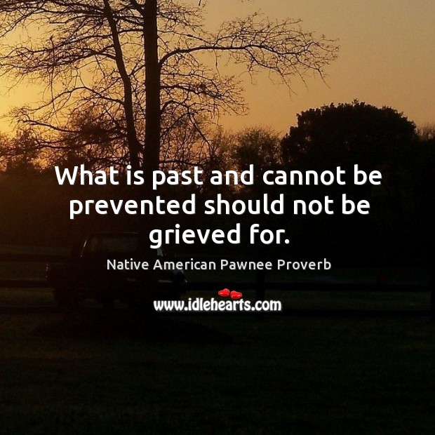 What is past and cannot be prevented should not be grieved for. Native American Pawnee Proverbs Image