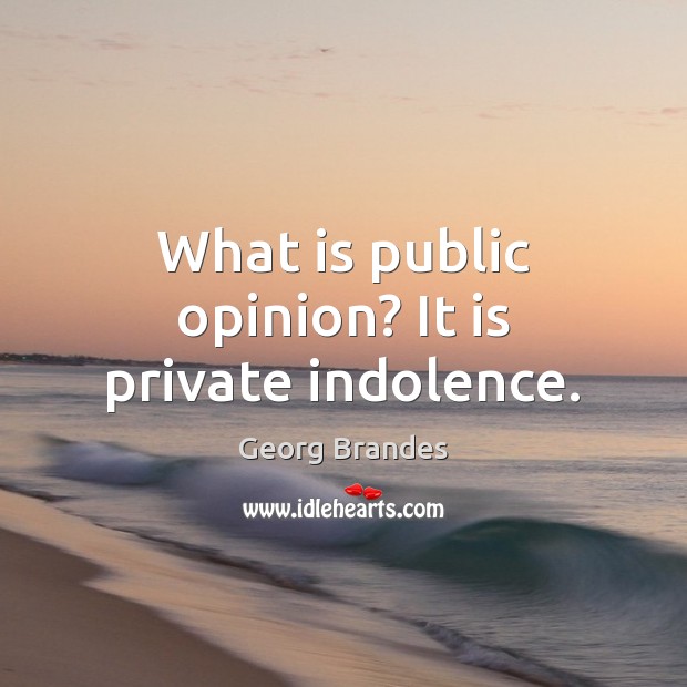 What is public opinion? It is private indolence. Georg Brandes Picture Quote
