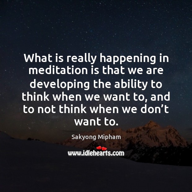 What is really happening in meditation is that we are developing the Image