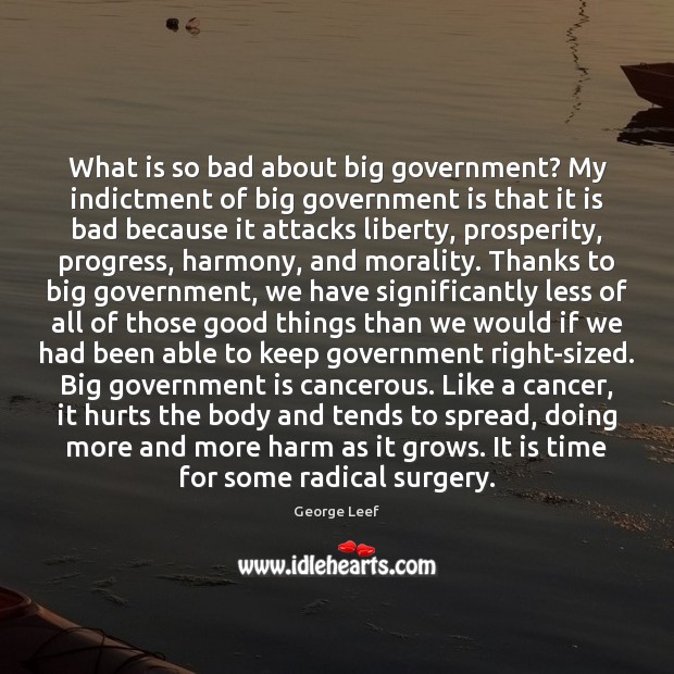 What is so bad about big government? My indictment of big government 