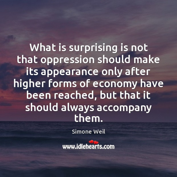What is surprising is not that oppression should make its appearance only Simone Weil Picture Quote