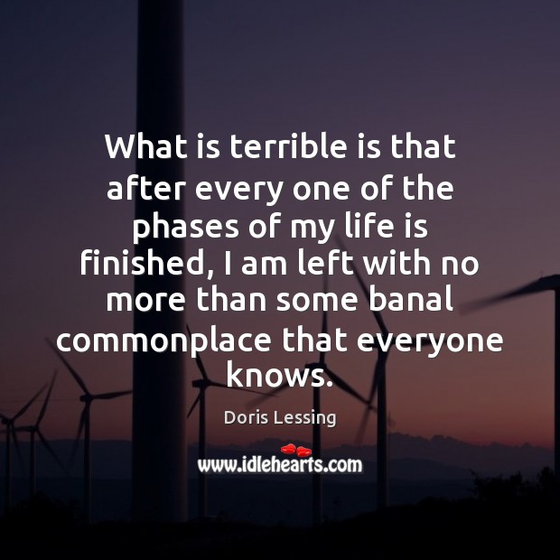What is terrible is that after every one of the phases of Doris Lessing Picture Quote