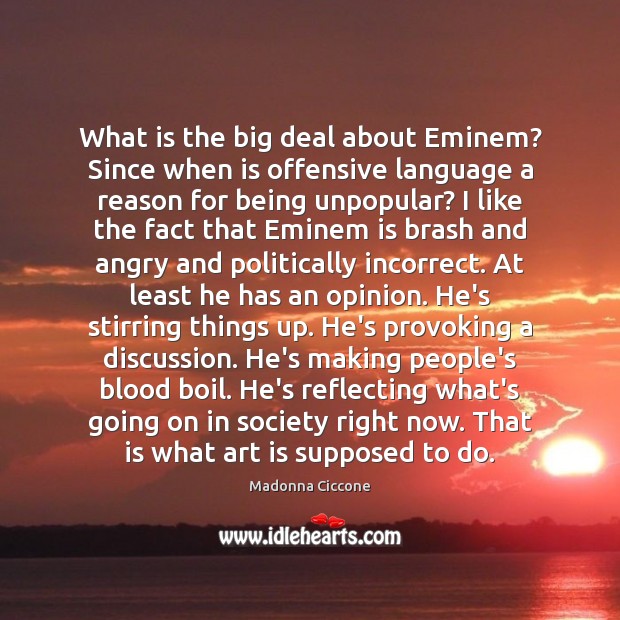What is the big deal about Eminem? Since when is offensive language Image