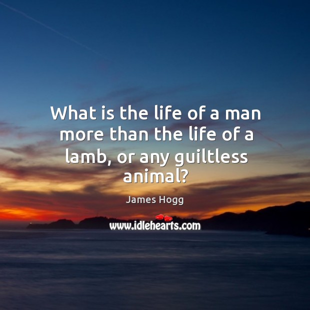 What is the life of a man more than the life of a lamb, or any guiltless animal? Image
