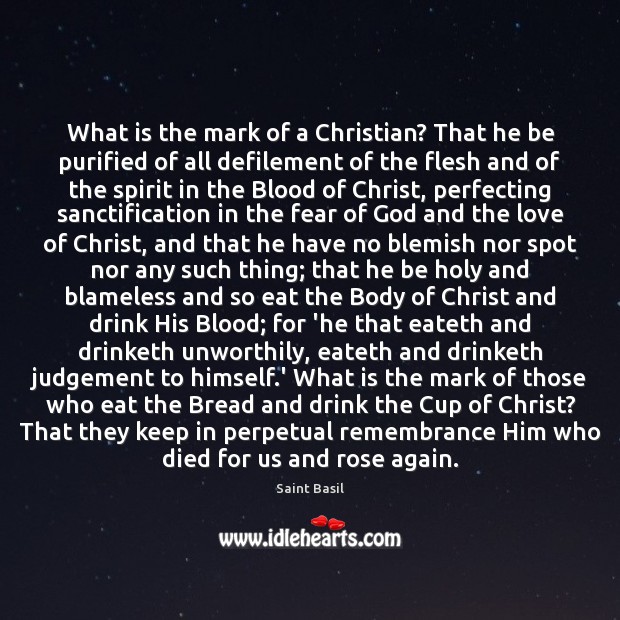 What is the mark of a Christian? That he be purified of Image