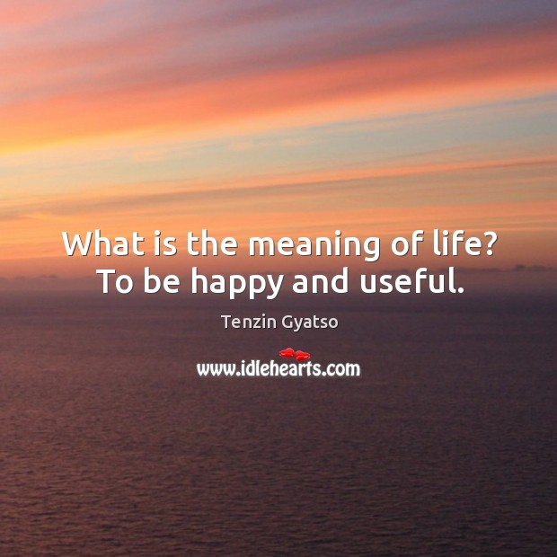 What is the meaning of life? to be happy and useful. Tenzin Gyatso Picture Quote
