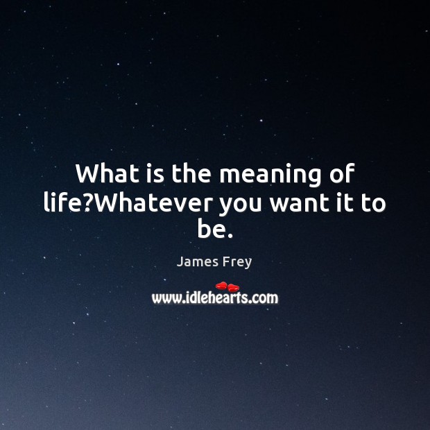 What is the meaning of life?Whatever you want it to be. James Frey Picture Quote