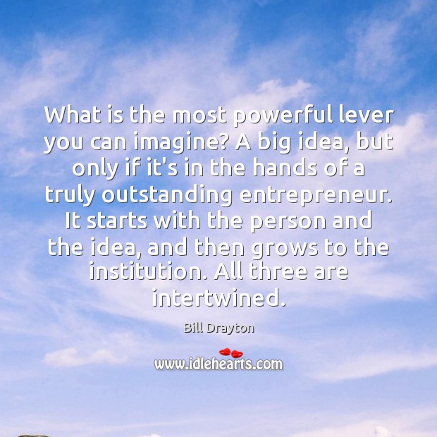 What is the most powerful lever you can imagine? A big idea, Bill Drayton Picture Quote