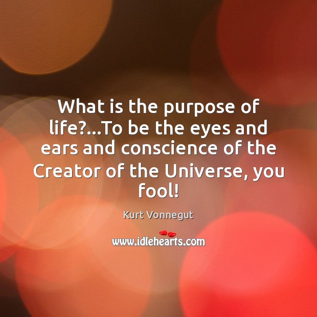 What is the purpose of life?…To be the eyes and ears Fools Quotes Image