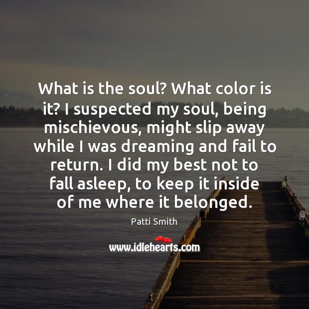 What is the soul? What color is it? I suspected my soul, Dreaming Quotes Image