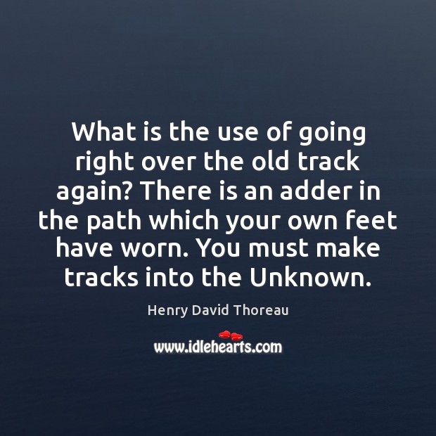 What is the use of going right over the old track again? Henry David Thoreau Picture Quote
