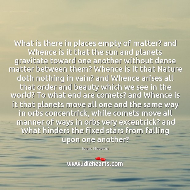 What is there in places empty of matter? and Whence is it Isaac Newton Picture Quote