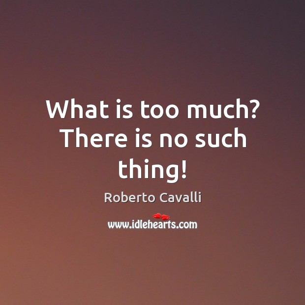What is too much? There is no such thing! Roberto Cavalli Picture Quote