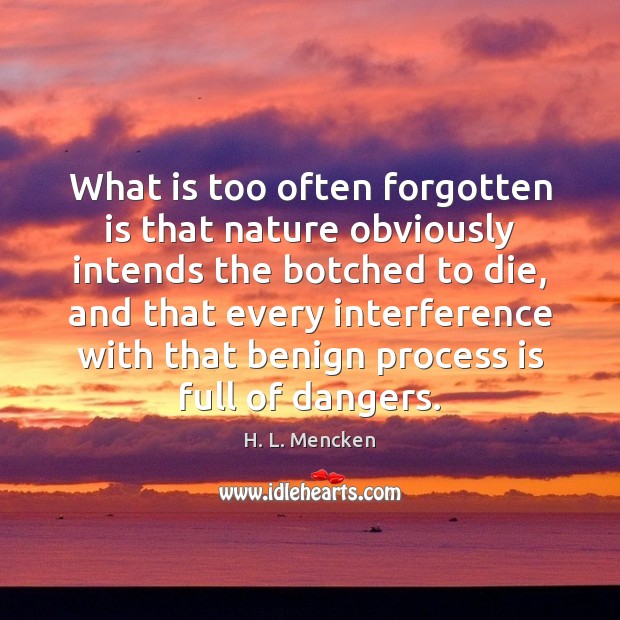 What is too often forgotten is that nature obviously intends the botched H. L. Mencken Picture Quote