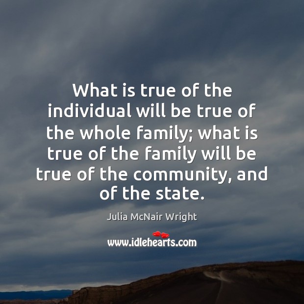 What is true of the individual will be true of the whole Julia McNair Wright Picture Quote