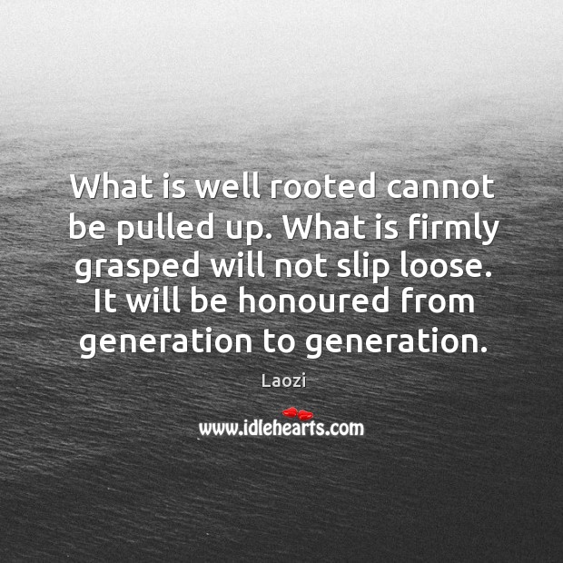 What is well rooted cannot be pulled up. What is firmly grasped Laozi Picture Quote