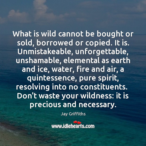 What is wild cannot be bought or sold, borrowed or copied. It Jay Griffiths Picture Quote