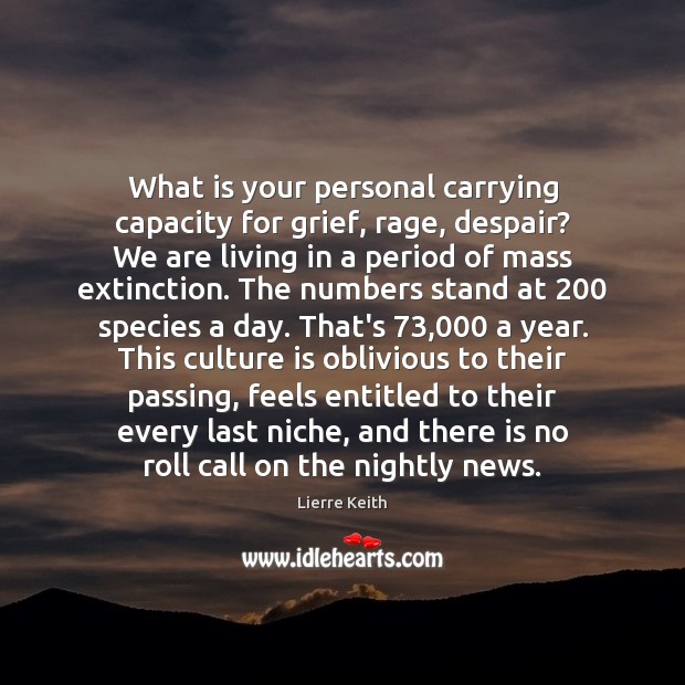 What is your personal carrying capacity for grief, rage, despair? We are Image