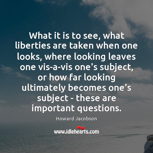 What it is to see, what liberties are taken when one looks, Howard Jacobson Picture Quote
