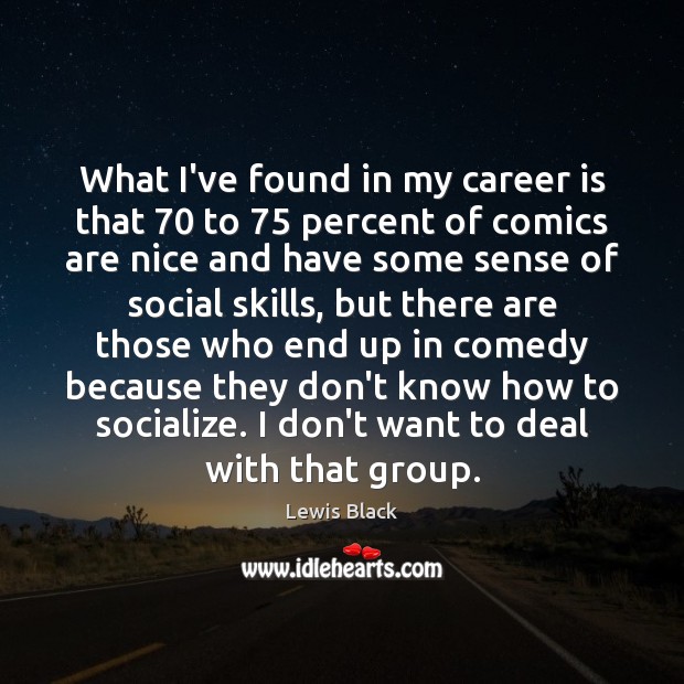 What I’ve found in my career is that 70 to 75 percent of comics Lewis Black Picture Quote