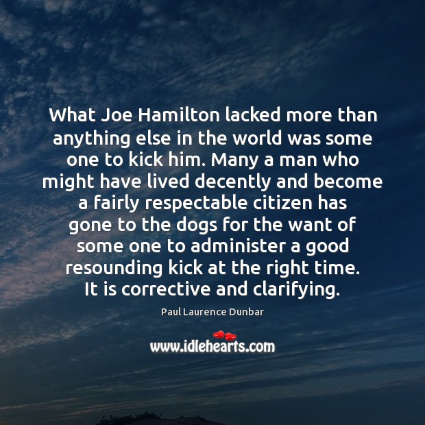 What Joe Hamilton lacked more than anything else in the world was Image