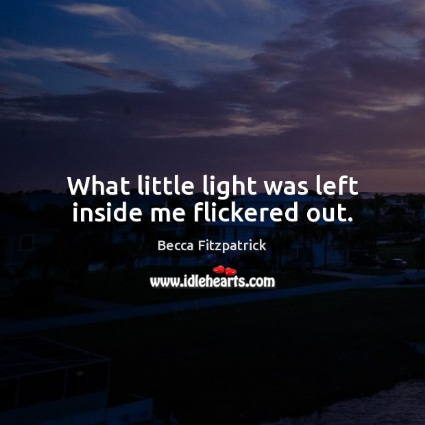 What little light was left inside me flickered out. Becca Fitzpatrick Picture Quote