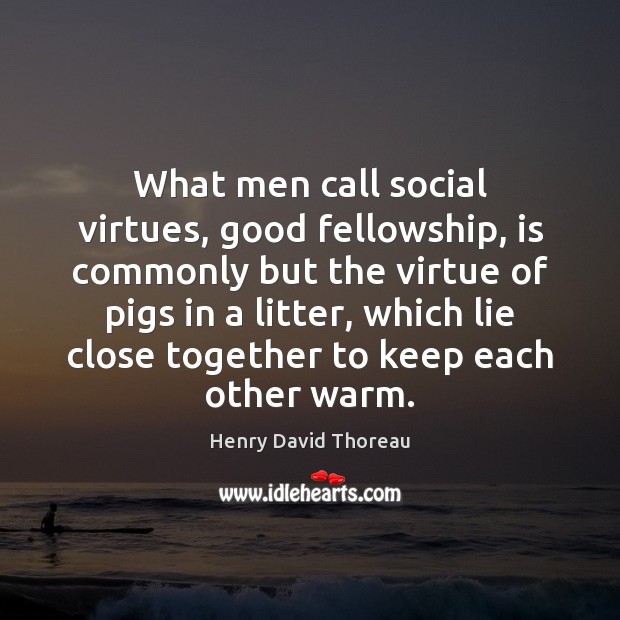 What men call social virtues, good fellowship, is commonly but the virtue Henry David Thoreau Picture Quote