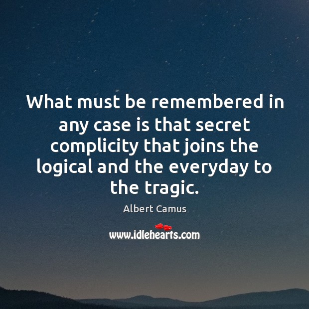 What must be remembered in any case is that secret complicity that Albert Camus Picture Quote