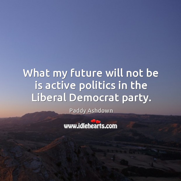What my future will not be is active politics in the liberal democrat party. Paddy Ashdown Picture Quote