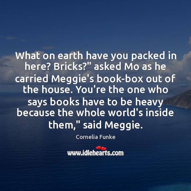 What on earth have you packed in here? Bricks?” asked Mo as Cornelia Funke Picture Quote