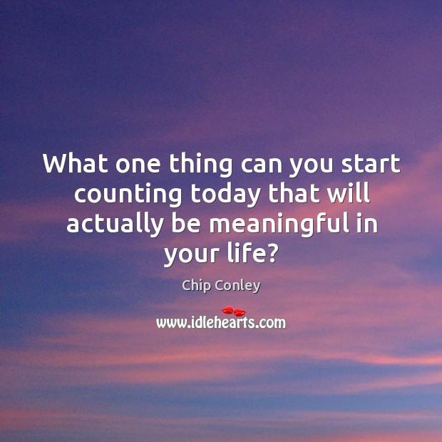 What one thing can you start counting today that will actually be meaningful in your life? Chip Conley Picture Quote