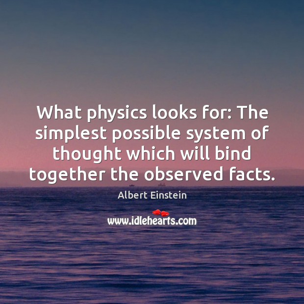 What physics looks for: The simplest possible system of thought which will Image
