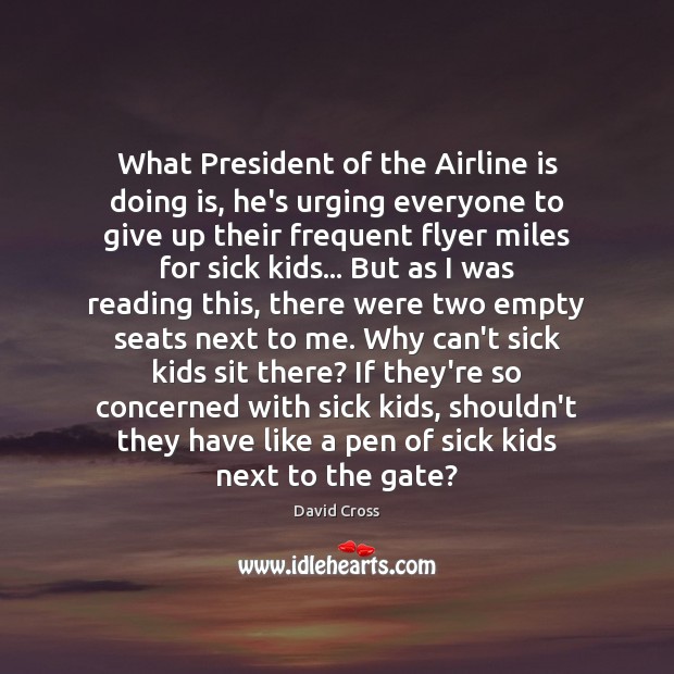What President of the Airline is doing is, he’s urging everyone to David Cross Picture Quote