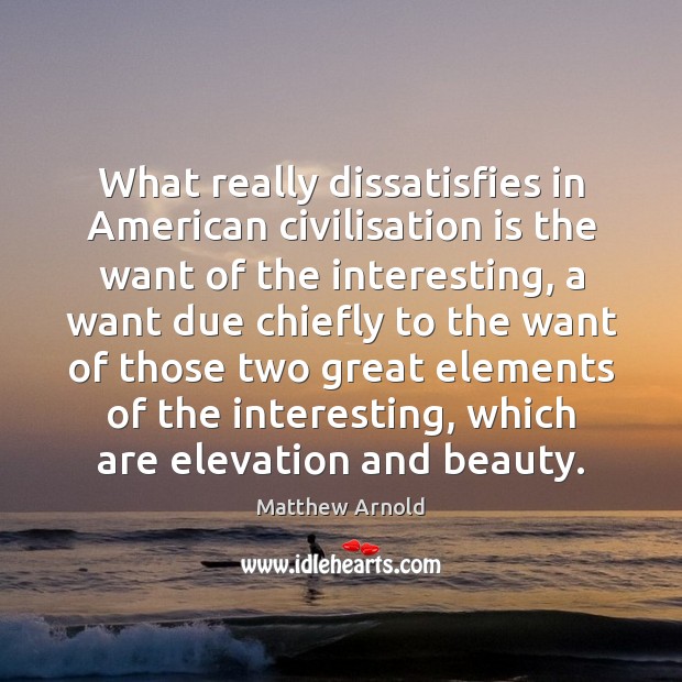 What really dissatisfies in American civilisation is the want of the interesting, Image