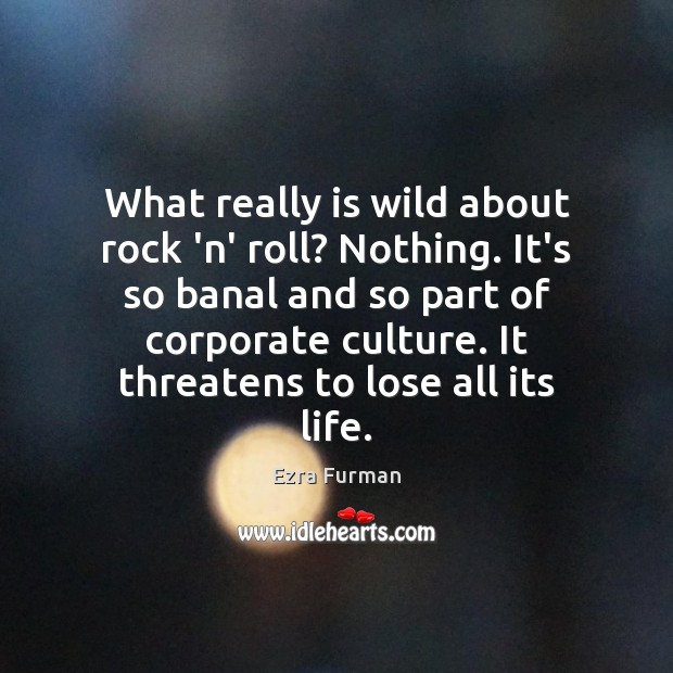 What really is wild about rock ‘n’ roll? Nothing. It’s so banal Ezra Furman Picture Quote