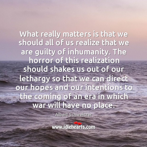 What really matters is that we should all of us realize that Albert Schweitzer Picture Quote