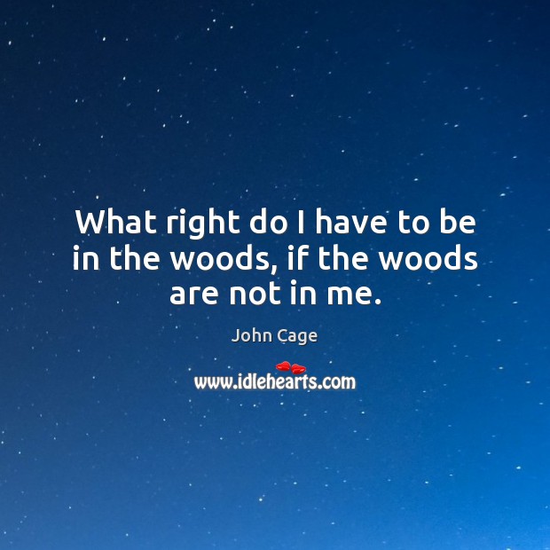 What right do I have to be in the woods, if the woods are not in me. Image