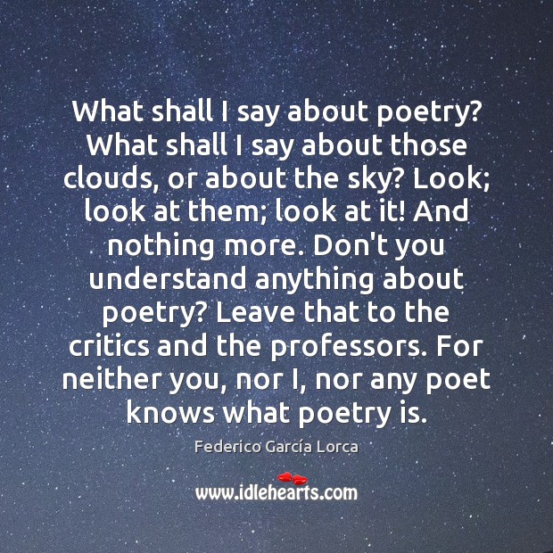 What shall I say about poetry? What shall I say about those Federico García Lorca Picture Quote