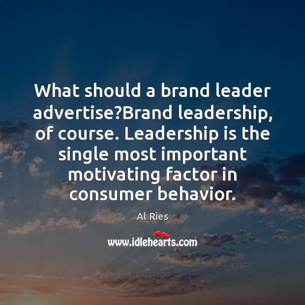 What should a brand leader advertise?Brand leadership, of course. Leadership is Image