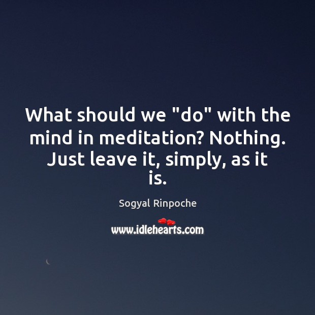 What should we “do” with the mind in meditation? Nothing. Just leave it, simply, as it is. Sogyal Rinpoche Picture Quote
