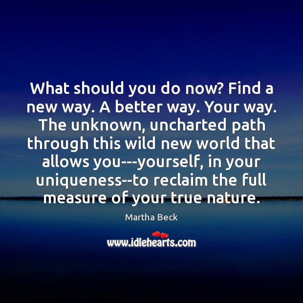 What should you do now? Find a new way. A better way. Martha Beck Picture Quote