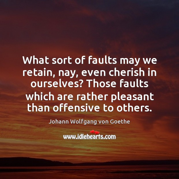 What sort of faults may we retain, nay, even cherish in ourselves? Offensive Quotes Image