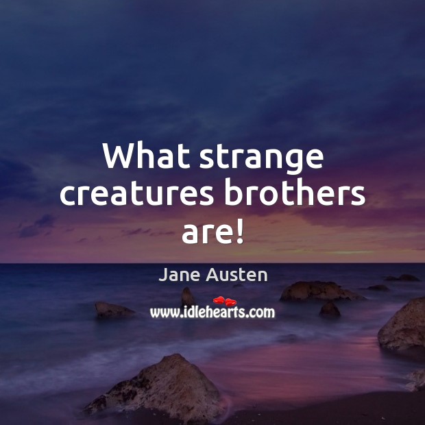 What strange creatures brothers are! Jane Austen Picture Quote