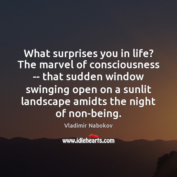 What surprises you in life? The marvel of consciousness — that sudden Vladimir Nabokov Picture Quote
