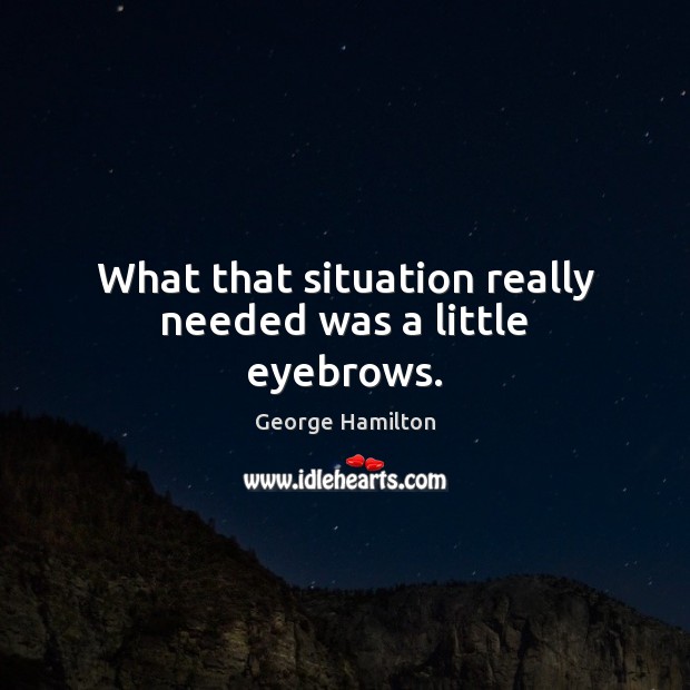 What that situation really needed was a little eyebrows. George Hamilton Picture Quote