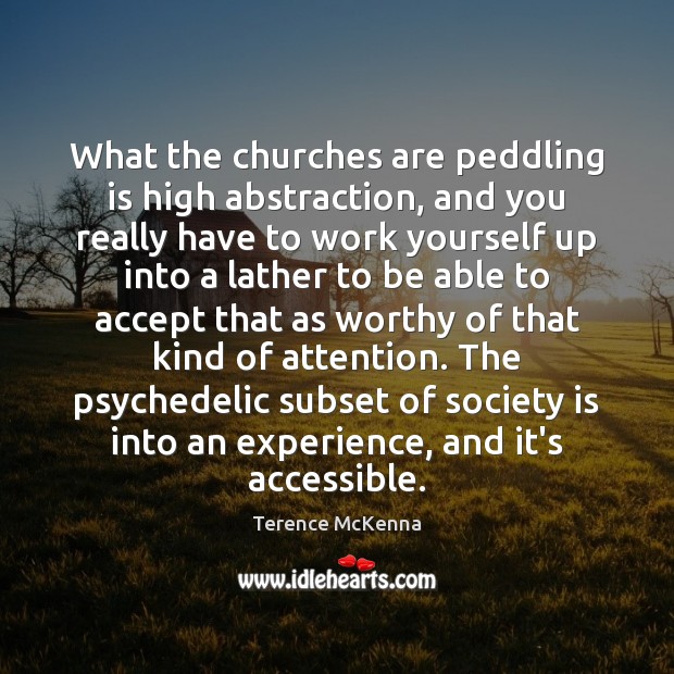 What the churches are peddling is high abstraction, and you really have Terence McKenna Picture Quote